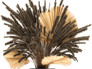 bouquet of dried flowers in a vase 166 3D Model