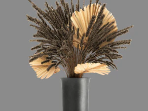 bouquet of dried flowers in a vase 166 3D Model