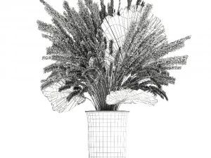 bouquet of dried flowers in a vase 166 3D Model