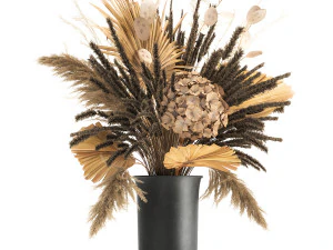 bouquet of dried flowers in a vase 168 3D Model