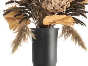 bouquet of dried flowers in a vase 168 Modello 3D