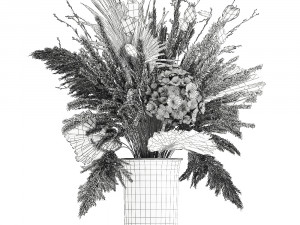 bouquet of dried flowers in a vase 168 Modello 3D