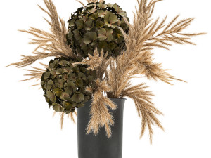 bouquet of dried flowers in a vase 170 Model 3D