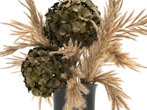 bouquet of dried flowers in a vase 170 3D Model