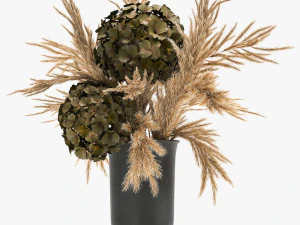 bouquet of dried flowers in a vase 170 3D Model