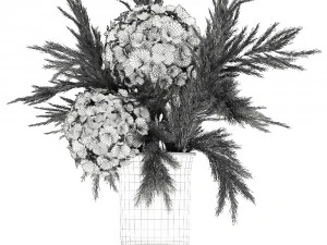 bouquet of dried flowers in a vase 170 3D Model