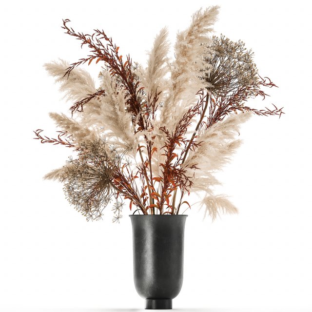 bouquet of dried flowers in a vase 171 3D Model .c4d .max .obj .3ds .fbx .stl .blend 