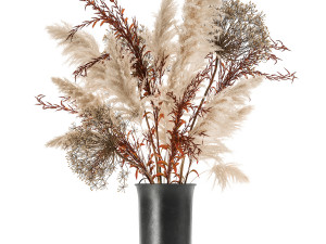 bouquet of dried flowers in a vase 171 3D Model