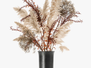 bouquet of dried flowers in a vase 171 3D Model