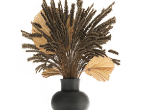 bouquet of dried flowers in a vase 172 3D Model