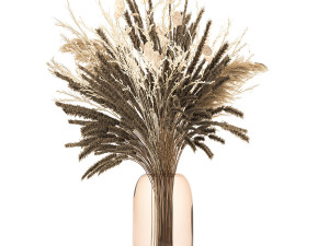 bouquet of dried flowers in a vase 172 3D Model