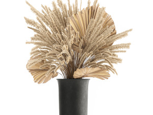 bouquet of dried flowers in a vase 172 3D Model