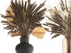 bouquet of dried flowers in a vase 172 3D Model