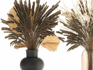 bouquet of dried flowers in a vase 172 3D Model