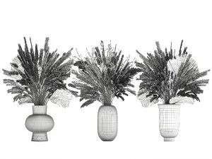 bouquet of dried flowers in a vase 172 3D Model