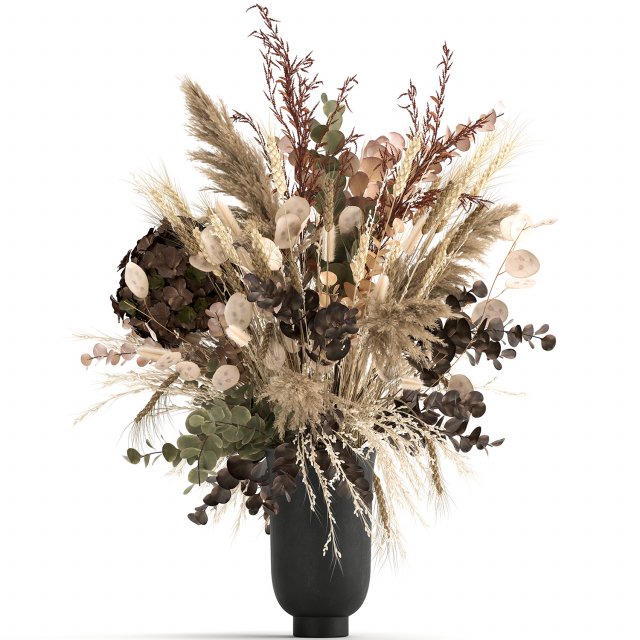 bouquet of dried flowers in a vase 173 Model 3D .c4d .max .obj .3ds .fbx .stl .blend 