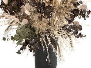 bouquet of dried flowers in a vase 173 Model 3D