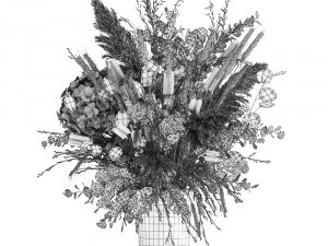 bouquet of dried flowers in a vase 173 Model 3D