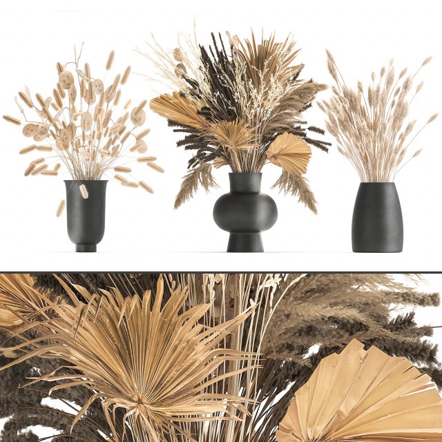 bouquet of dried flowers in a vase 174 3D मॉडल .c4d .max .obj .3ds .fbx .stl .blend 