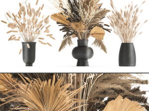 bouquet of dried flowers in a vase 174 3D Model