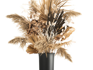 bouquet of dried flowers in a vase 176 3D Model