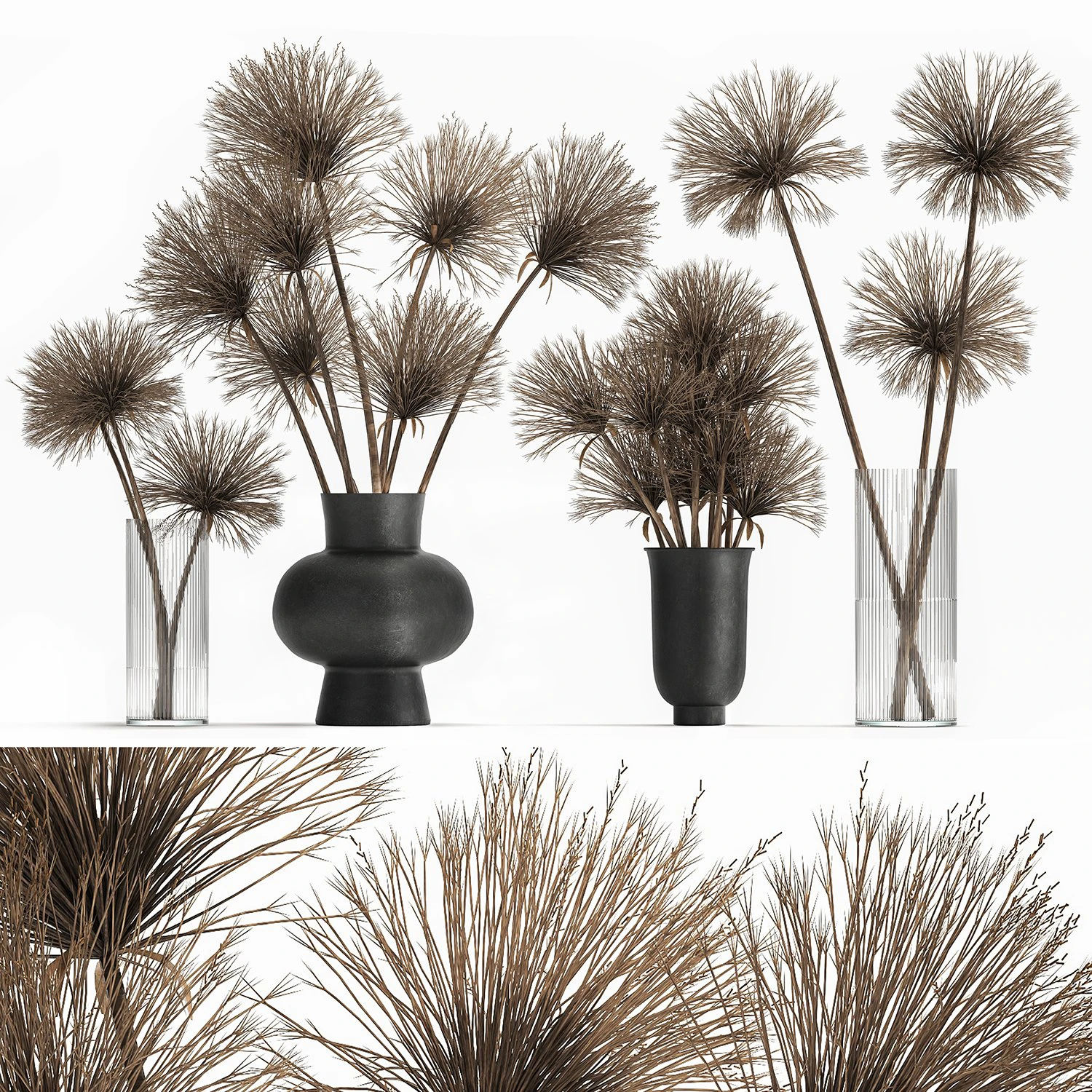 mazzo di fiori secchi di cipero in vaso 177 Modello 3D .c4d .max .obj .3ds .fbx .stl .blend 