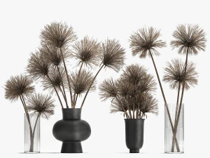 mazzo di fiori secchi di cipero in vaso 177 Modello 3D