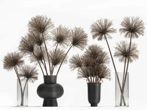 mazzo di fiori secchi di cipero in vaso 177 Modello 3D