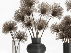 mazzo di fiori secchi di cipero in vaso 177 Modello 3D