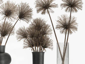 mazzo di fiori secchi di cipero in vaso 177 Modello 3D