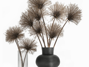 bouquet of dried flowers cyperus in a vase 177 Model 3D