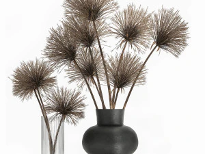 mazzo di fiori secchi di cipero in vaso 177 Modello 3D