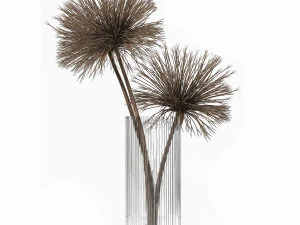 mazzo di fiori secchi di cipero in vaso 177 Modello 3D
