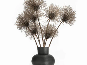 mazzo di fiori secchi di cipero in vaso 177 Modello 3D