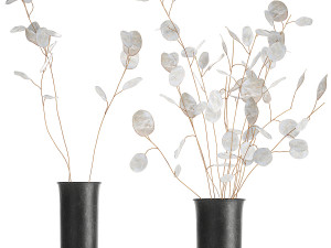 bouquet of dried flowers lunaria in a glass vase 178 3D Model