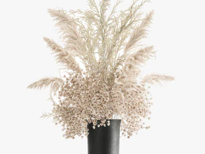 buqu&ecirc; de flores brancas secas em um vaso 179 Modelo 3D