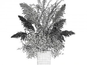 buqu&ecirc; de flores brancas secas em um vaso 179 Modelo 3D