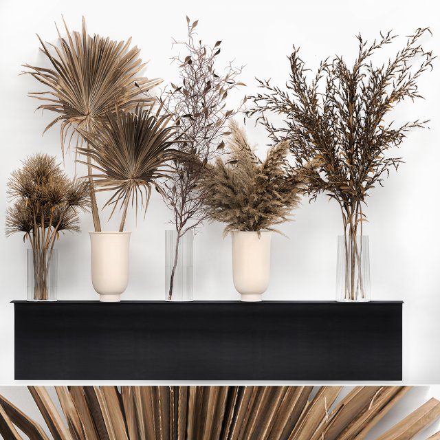bouquet collection of dried flowers in a vase 181 3Dモデル .c4d .max .obj .3ds .fbx .stl .blend 
