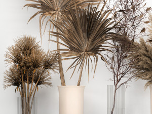 bouquet collection of dried flowers in a vase 181 3Dモデル
