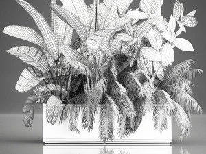 decorative plants for outdoor and interior in metal pots 1057 3D Model