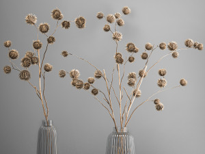 bouquet of dried flowers in a glass vase 182 Modelo 3D