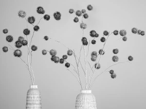 bouquet of dried flowers in a glass vase 182 3D Model