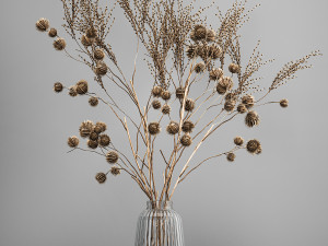 bouquet of dried flowers in a glass vase 183 Modelo 3D