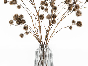 bouquet of dried flowers in a glass vase 183 3Dモデル