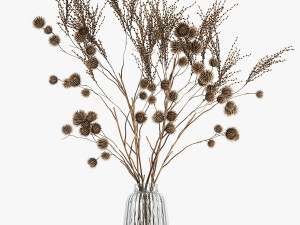 bouquet of dried flowers in a glass vase 183 3Dモデル
