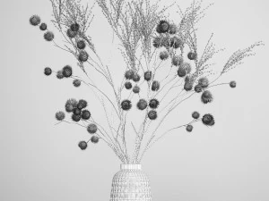 mazzo di fiori secchi in vaso di vetro 183 Modello 3D