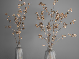 bouquet of dried branches in a glass vase 184 3D Model