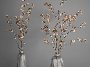 buquê de galhos secos em um vaso de vidro 184 Modelo 3D