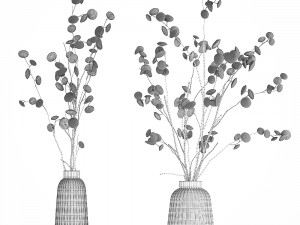 bouquet of dried branches in a glass vase 184 3D Model
