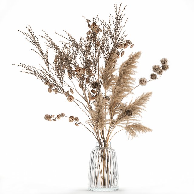 bouquet of dried flowers in a vase 185 Model 3D .c4d .max .obj .3ds .fbx .stl .blend 
